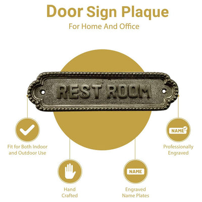 "Rest Room" Brass Sign Plaque  Antique Brushed Nickel Finish