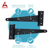 T Hinge Set - 4 Piece Heavy Duty Gate Hinges - Black Powder Coated