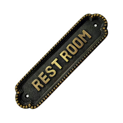 "Rest Room" Brass Door Sign Plaque - Antique Brass Finish