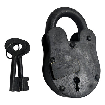 65mm Handmade Antique Iron Padlock - Black Powder Coated