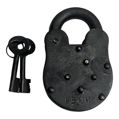 65mm Handmade Antique Iron Padlock - Black Powder Coated