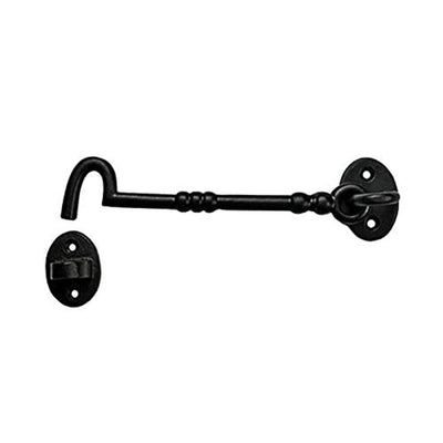 6" Black Antique Iron Cabin Hook – Black Powder Coated Finish