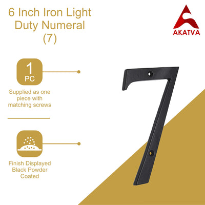 6" Iron Numerals Light Duty (7) - Black Powder Coated Finish