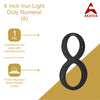 6" Iron Numerals Light Duty (8) - Black Powder Coated Finish