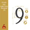 6" Iron Numerals Light Duty (9) - Black Powder Coated Finish