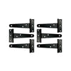 T-Hinge Heavy Duty Gate Hinges for Wooden and Metal Fences, Doors, Cabinets - Set of 6 Pieces - Black Powder Coated