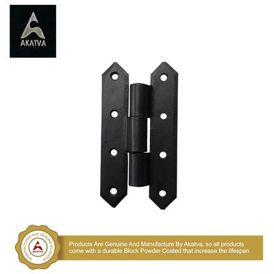 Black Antique Iron Hand Forged H Hinge - Black Powder Coated