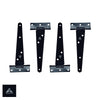 T Hinge Set - 4 Piece Heavy Duty Gate Hinges - Black Powder Coated