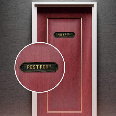 "Rest Room" Brass Door Sign Plaque - Antique Brass Finish