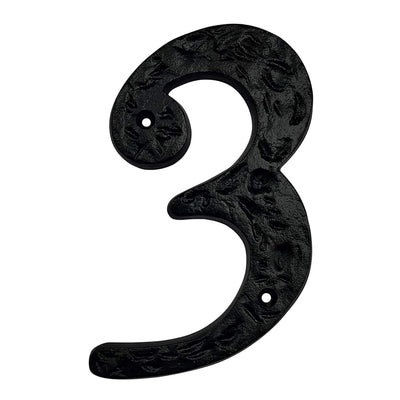 6" Iron Heavy Numerals (3) - Black Powder Coated Finish