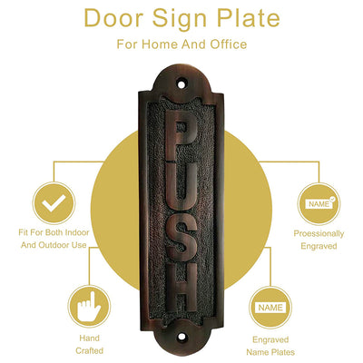 "Push" Brass Sign Plaque - Oil Rubbed Bronze Finish