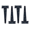 T Hinge Set - 4 Piece Heavy Duty Gate Hinges - Black Powder Coated