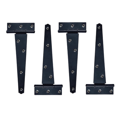 T Hinge Set - 4 Piece Heavy Duty Gate Hinges - Black Powder Coated