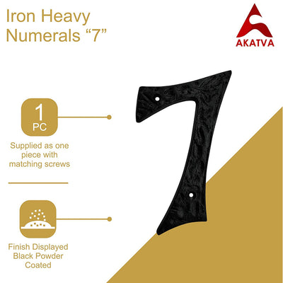 6" Iron Heavy Numerals (7) - Black Powder Coated Finish