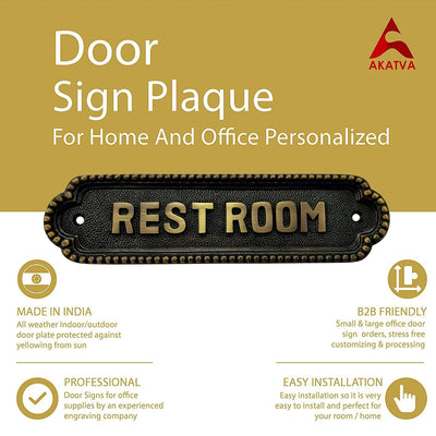 "Rest Room" Brass Door Sign Plaque - Antique Brass Finish