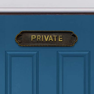 "Private" Brass Door Sign plaque - Antique Brass Finish