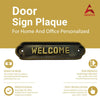 "Welcome" Brass Door Sign Plaque - Antique Brass Finish