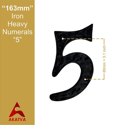 6" Iron Heavy Numerals (5) - Black Powder Coated Finish