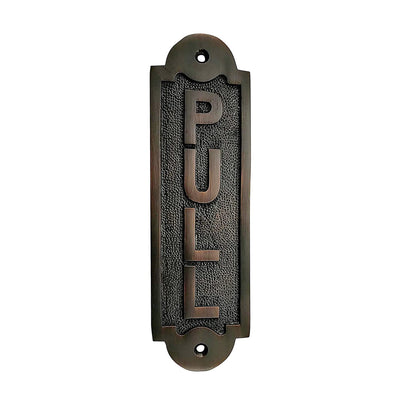 "Pull" Brass Sign Plaque - Oil Rubbed Bronze Finish Pull Plaque