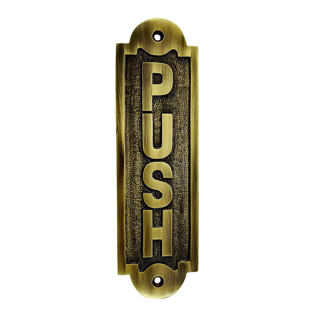 "Push" Brass Plaque - Antique Brass Finish