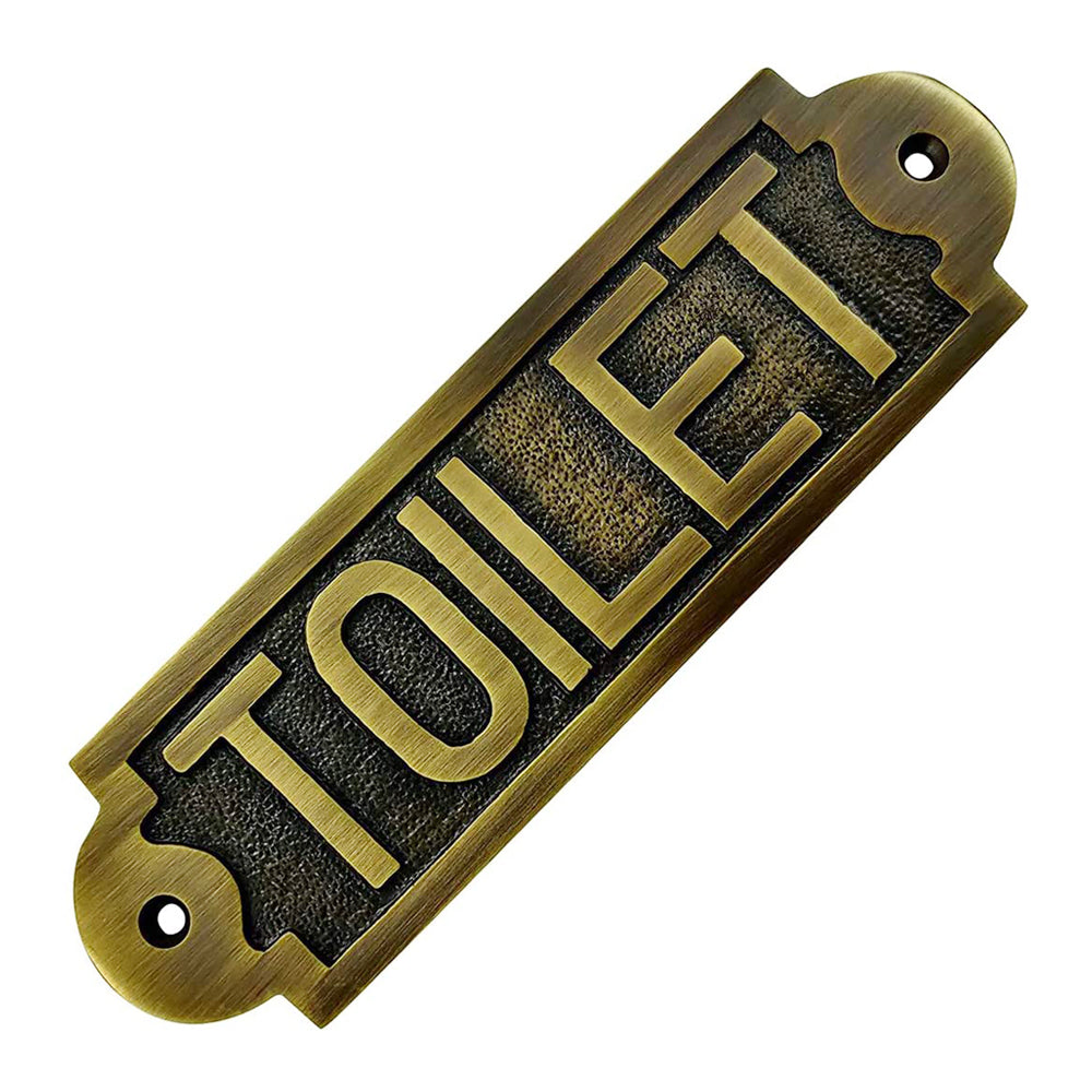 "Toilet" Brass Door Sign Plaque - Antique Brass Finish