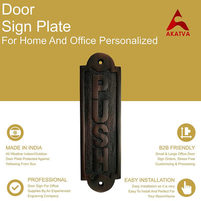 "Push" Brass Sign Plaque - Oil Rubbed Bronze Finish