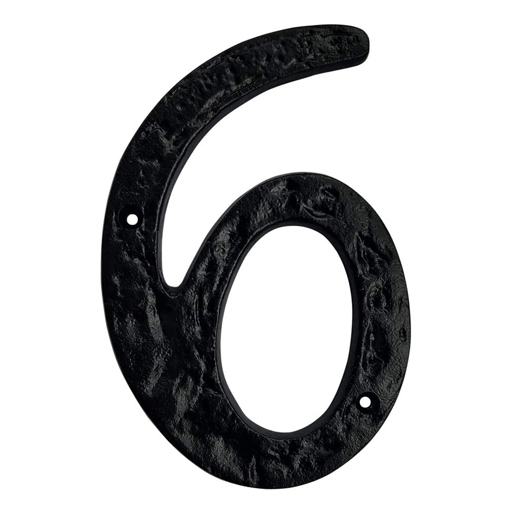 6" Iron Heavy Numerals (6) - Black Powder Coated Finish