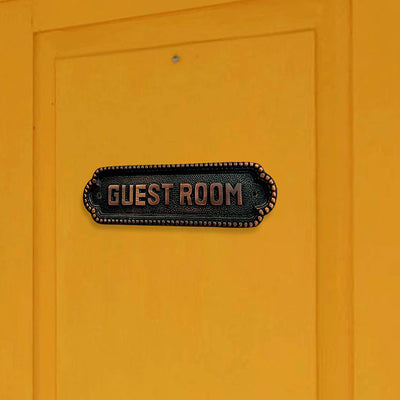 "Guest Room" Brass Door Sign Plaque - Antique Copper Finsih