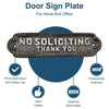 "No Soliciting Thank You" Brass Door Sign Plaque - Antique Brushed Nickel Finish