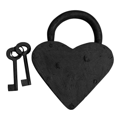 75mm Handmade Antique Iron Padlock - Black Powder Coated