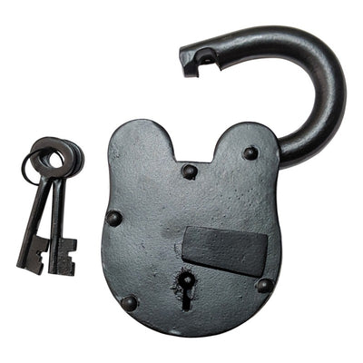 75mm Handmade Antique Iron Padlock - Black Powder Coated