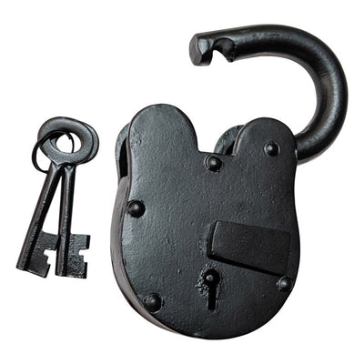 75mm Handmade Antique Iron Padlock - Black Powder Coated