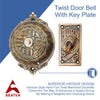 Vintage Twist Bell with Key Plate Longer Shaft–  Victorian Home Twist Bell With Customized Shaft –  (Antique Copper Finish)