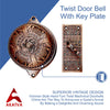 Vintage Twist Bell with Key Plate Longer Shaft–  Victorian Home Twist Bell With Customized Shaft –  (Antique Copper Finish)