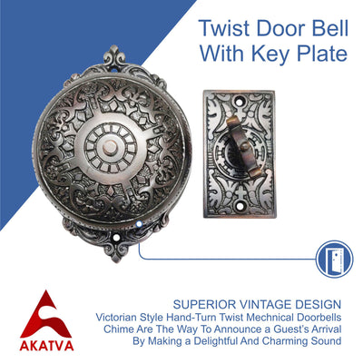 Brass Vintage Twist Bell with Key Plate – Oil Rubbed Bronze