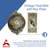 Brass Vintage Twist Bell with Key Plate – Antique Brass