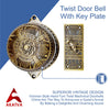 Vintage Twist Bell with Key Plate Longer Shaft–  Victorian Home Twist Bell With Customized Shaft –  (Antique Brass Finish)