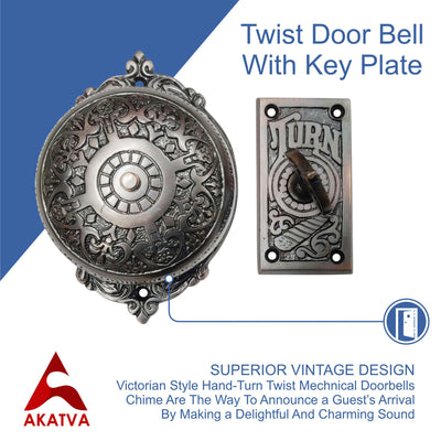 Brass Vintage Twist Bell with Key Plate – Oil Rubbed Bronze