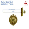 Brass Vintage Twist Bell with Key Plate  - Polish Brass Finish