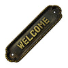 "Welcome" Brass Door Sign Plaque - Antique Brass Finish