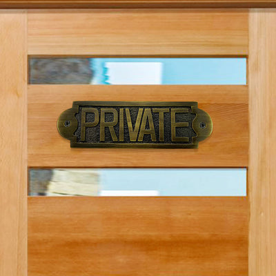 "Private" Brass Door Sign Plaque - Antique Brass Finish