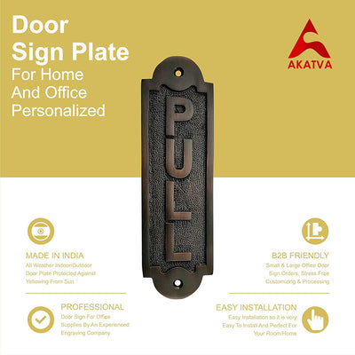 "Pull" Brass Sign Plaque - Oil Rubbed Bronze Finish Pull Plaque