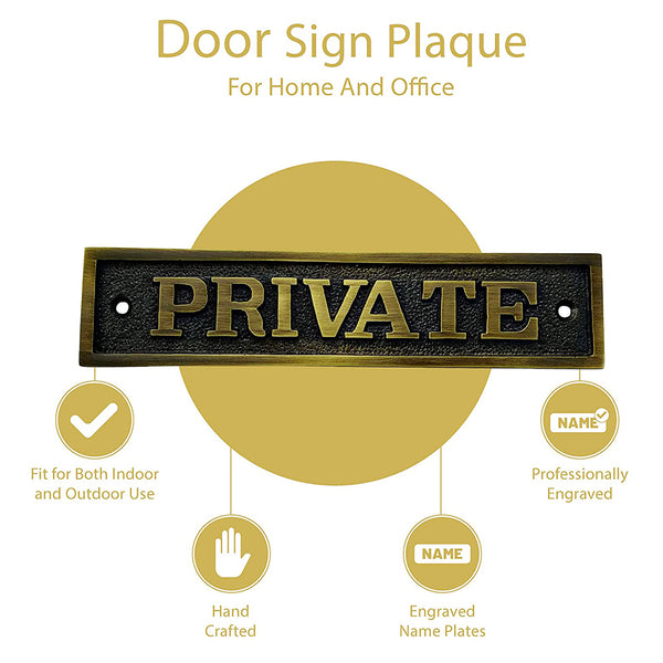 Brass Metal Door Sign Plate | Antique Finish | Easy DIY Installation | Use  For Home Decor and Name Plates | Gents, Ladies, Office, Laundry, Restroom