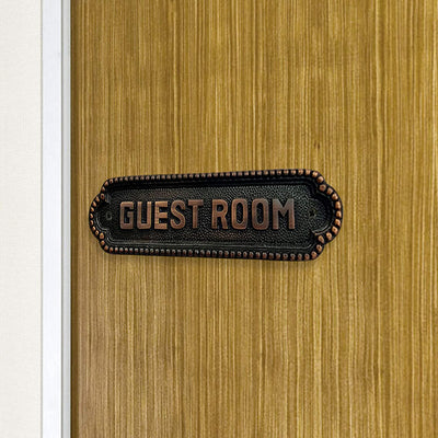 "Guest Room" Brass Door Sign Plaque - Antique Copper Finsih