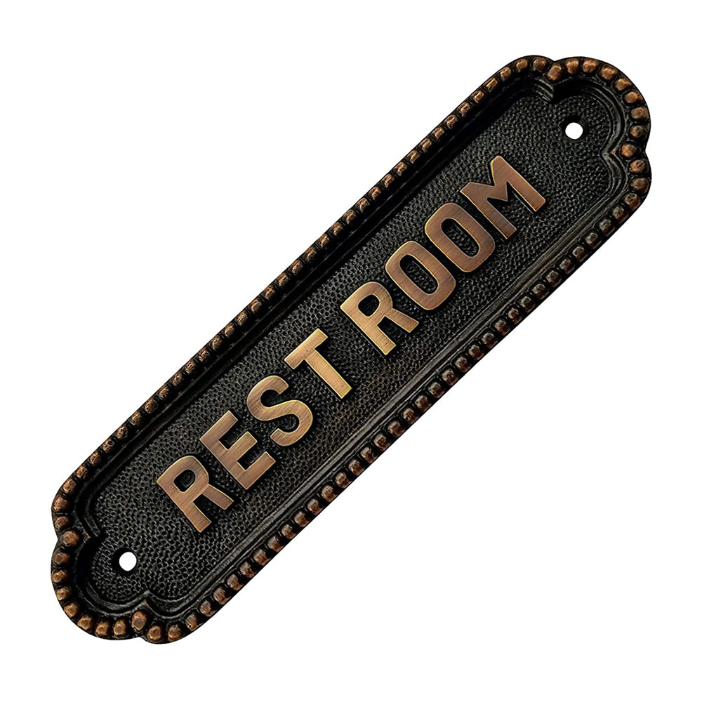 "Rest Room" Brass Door Sign Plaque - Antique Copper Finish