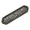 "No Soliciting Thank You" Brass Door Sign Plaque - Antique Brushed Nickel Finish