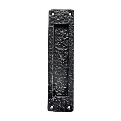 8" Black Antique Iron Flush Pull - Black Powder Coated