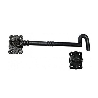 8" Darkon Black Antique Iron Cabin Hook – Black Powder Coated Finish