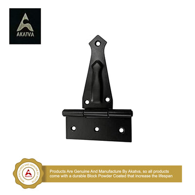 Black Antique Iron T-Hinge Set - 2 Piece Gate T-Hinges for Wooden and Metal Fences, Doors, Cabinets – Black Powder Coated