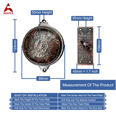 Vintage Twist Bell with Key Plate Longer Shaft–  Victorian Home Twist Bell With Customized Shaft –  (Oil Rubbed Bronze Finish)
